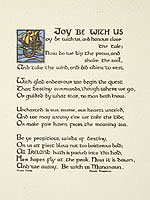 Joy Be With Us, hand-colored initial by Elizabeth Corbet Yeats